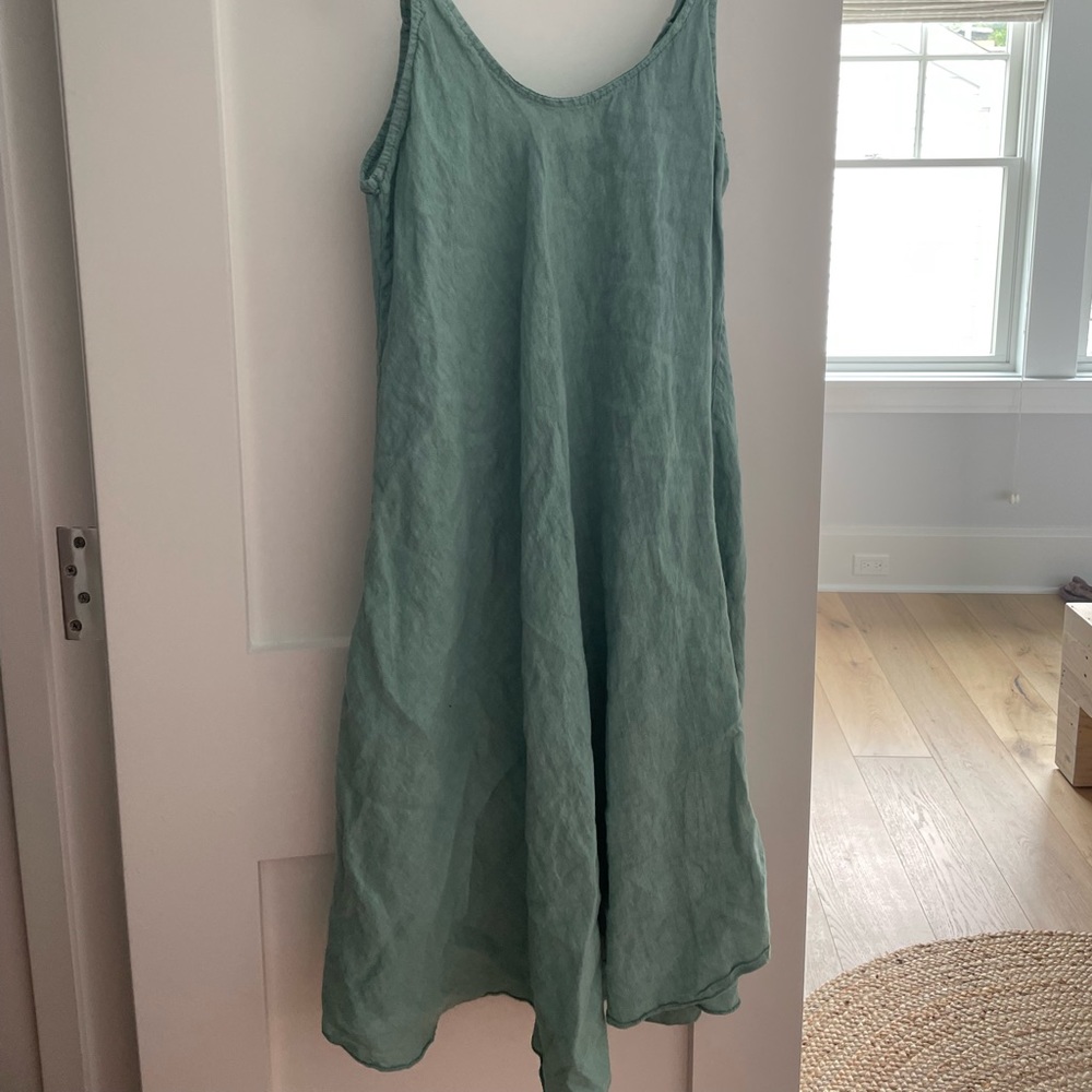 Meo Meli 100% linen teal summer dress